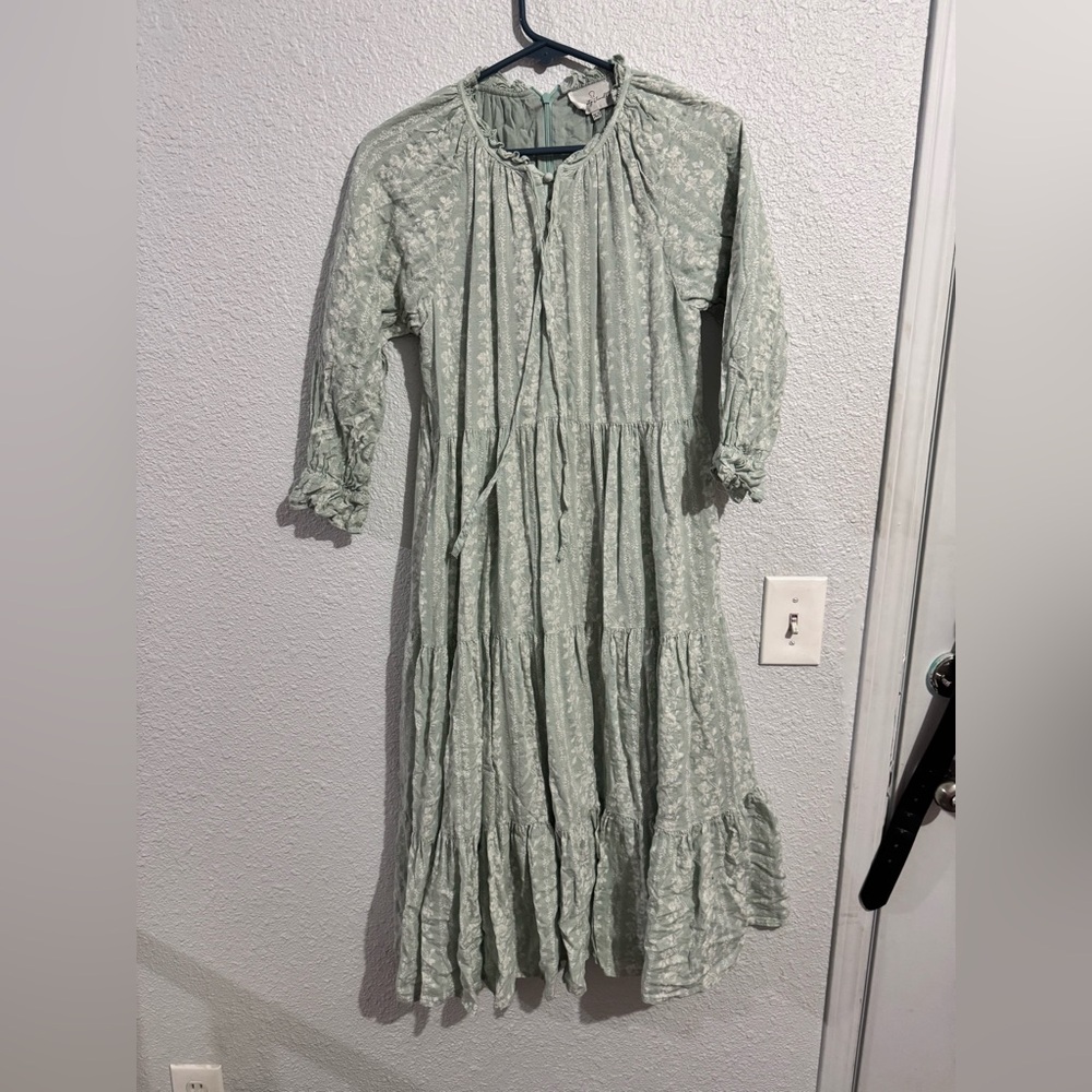 Dainty Jewells Sage Floral Quarter Sleeve Dress